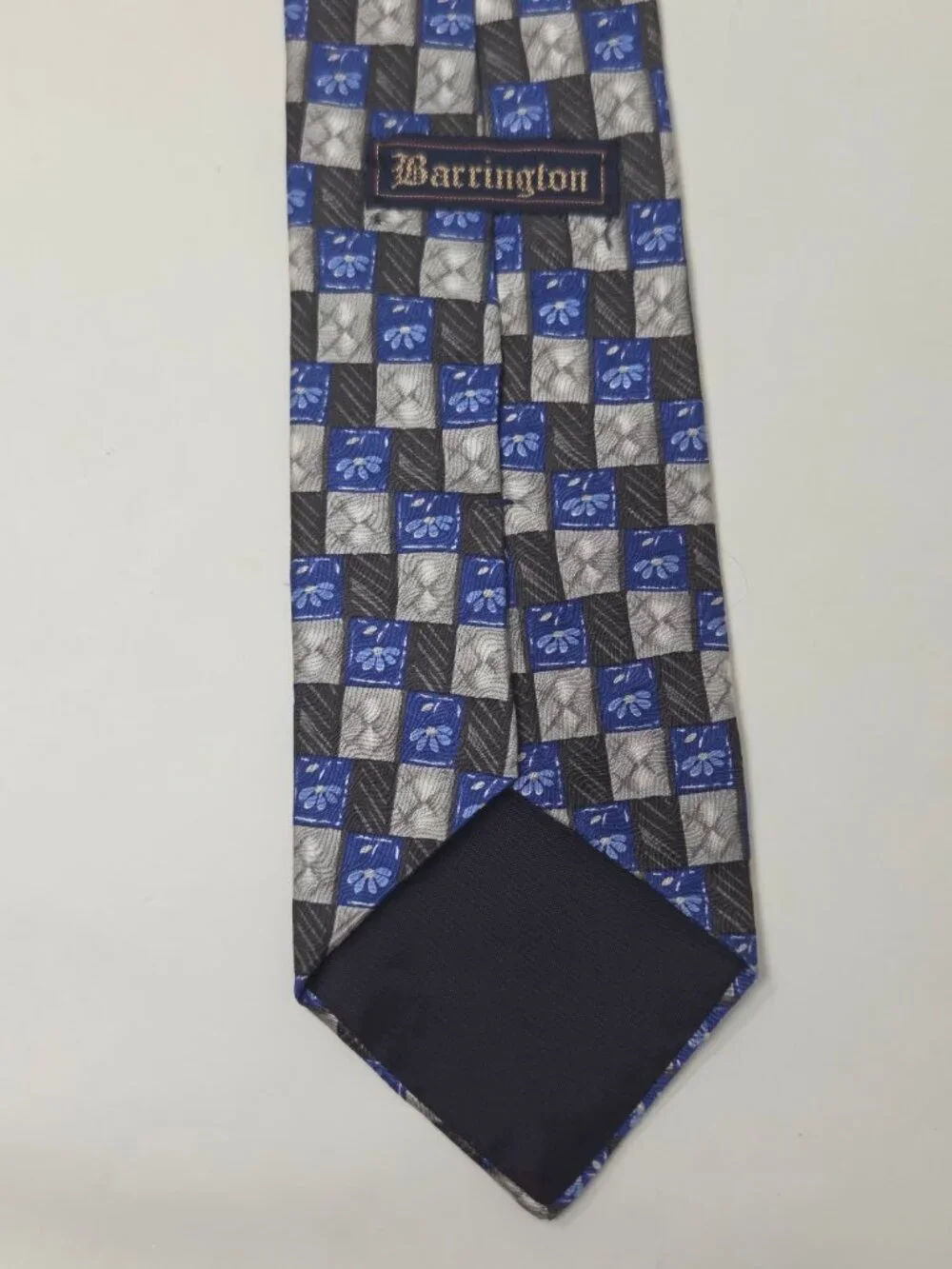 Barrington Mens 100 Percent Silk Tie 58 Inch Blue Gray Geometric Floral